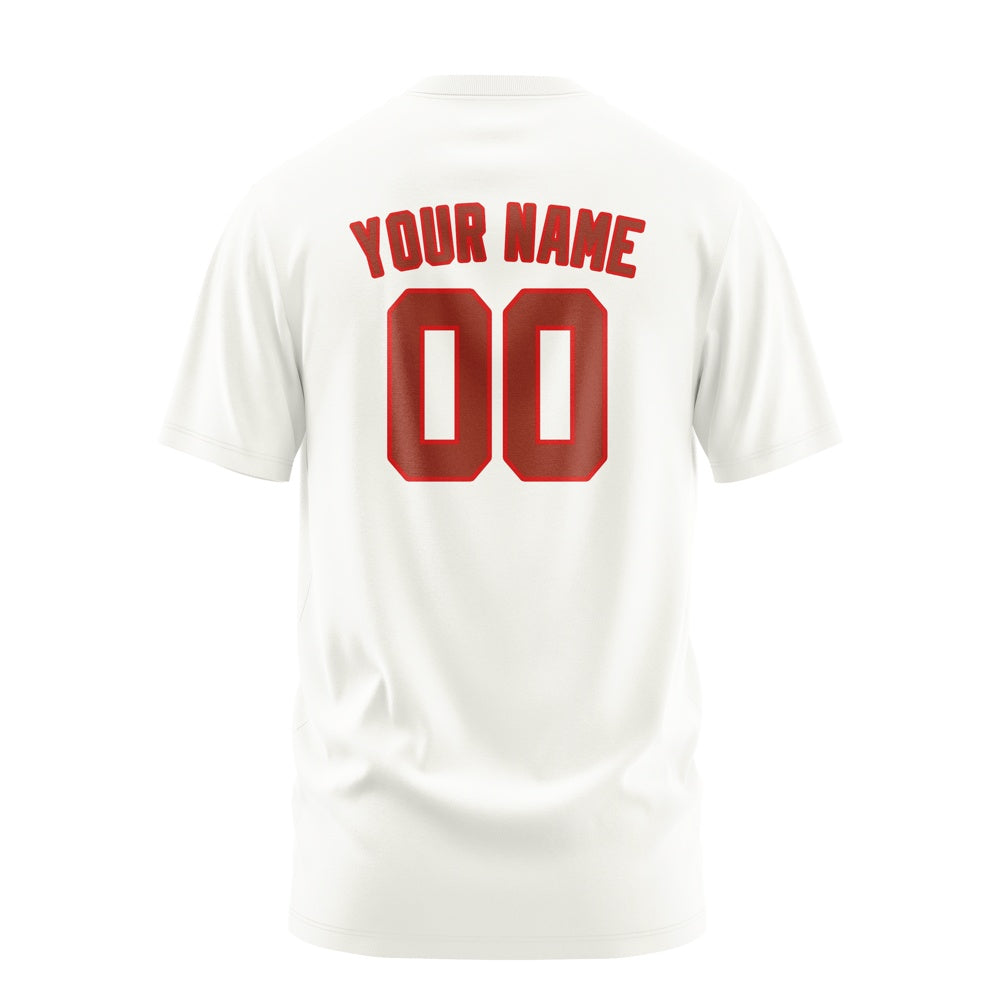 Custom White Coral Red T-Shirt
