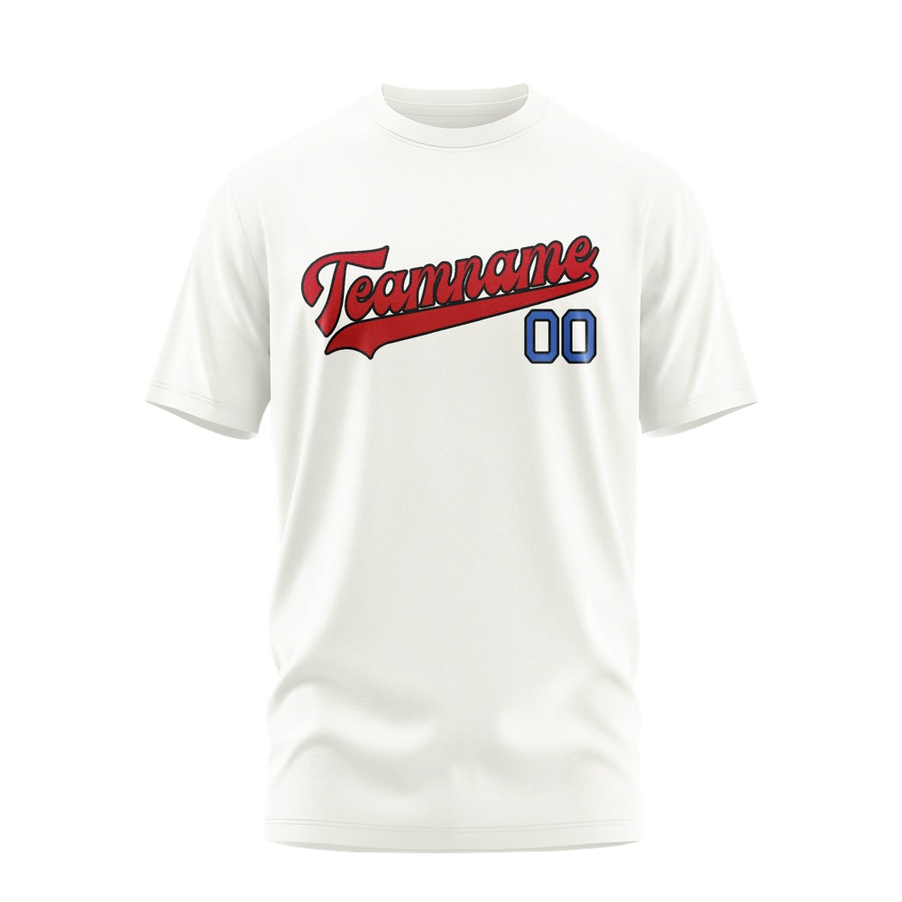 Custom White Red T-Shirt