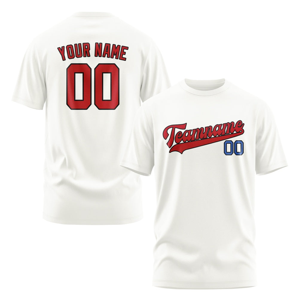 Custom White Red T-Shirt