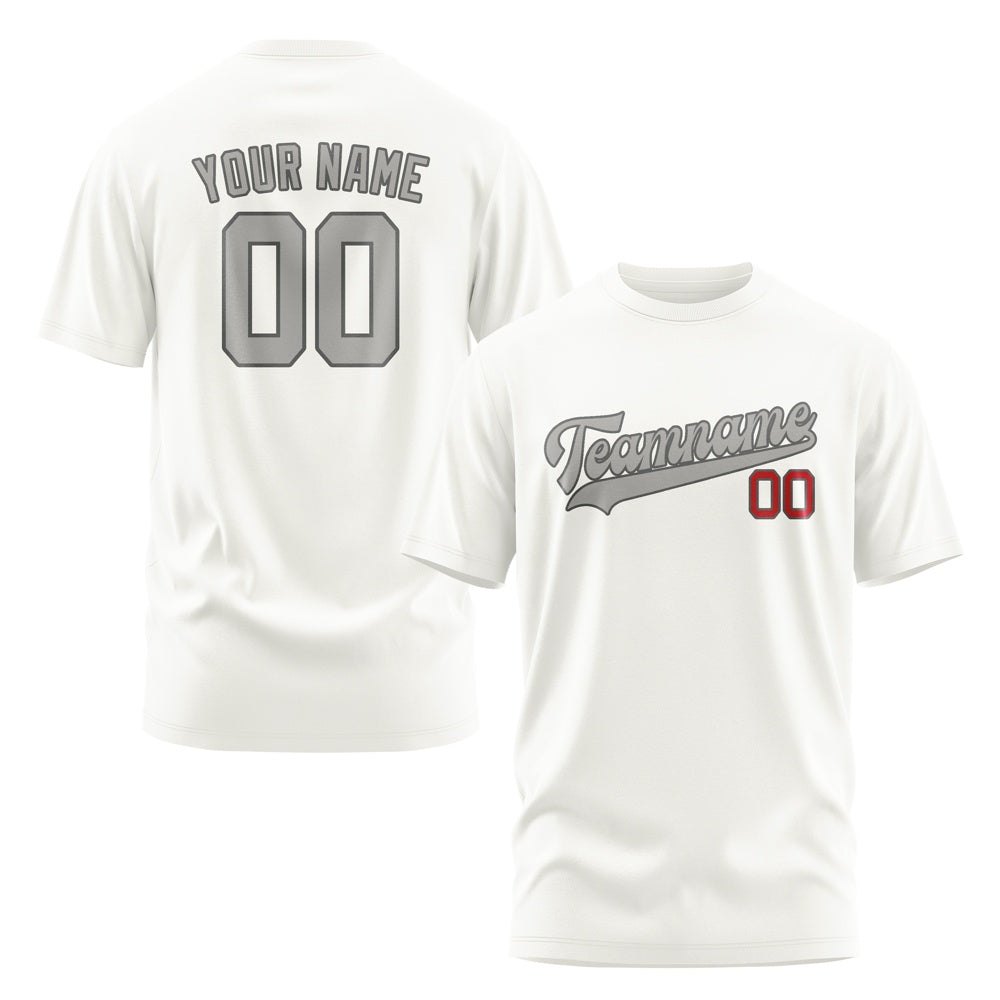 Custom White Gray T-Shirt