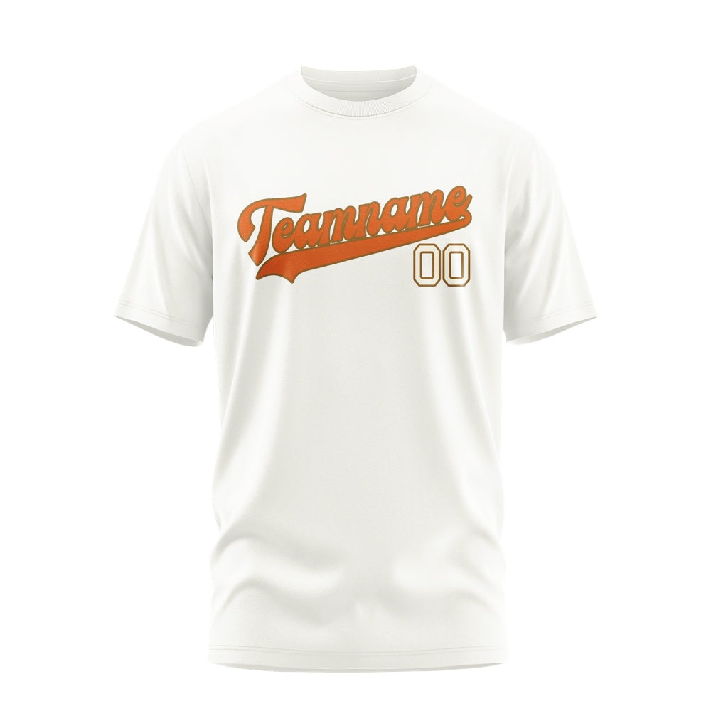 Custom White Orange T-Shirt