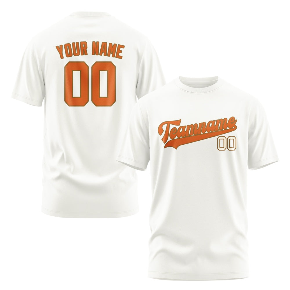 Custom White Orange T-Shirt