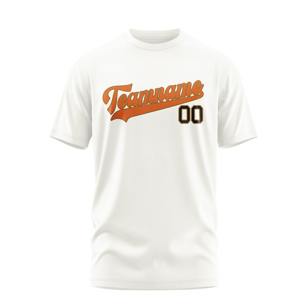Custom White Orange T-Shirt