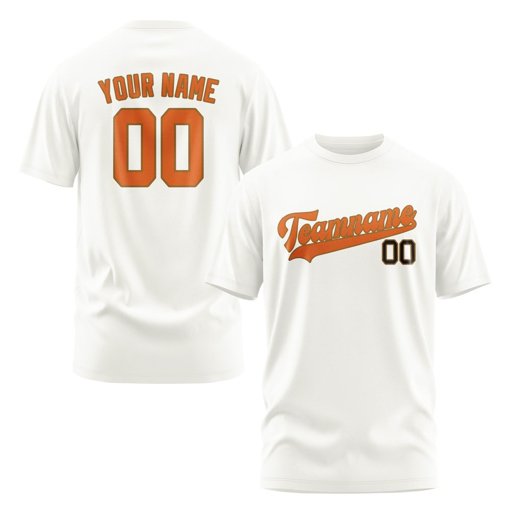 Custom White Orange T-Shirt