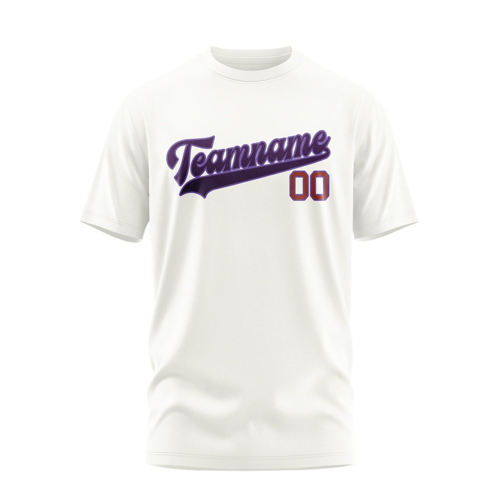 Custom White Purple T-Shirt