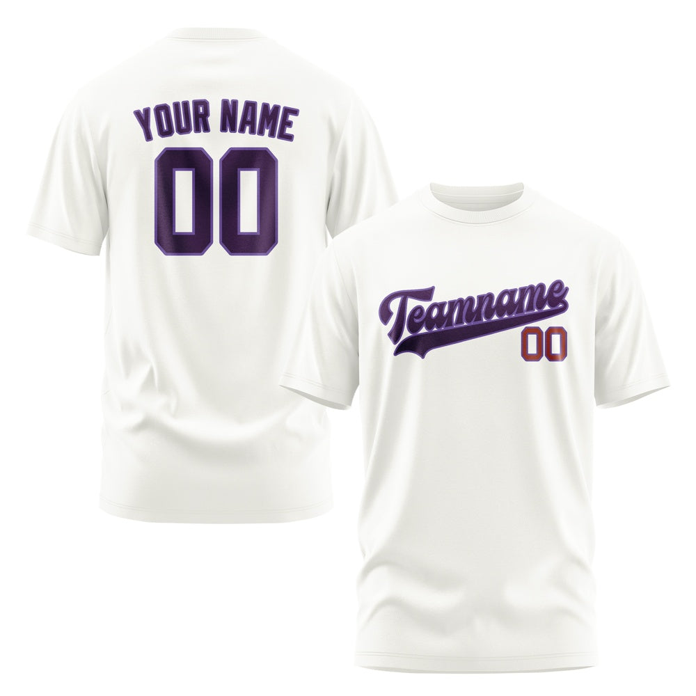 Custom White Purple T-Shirt