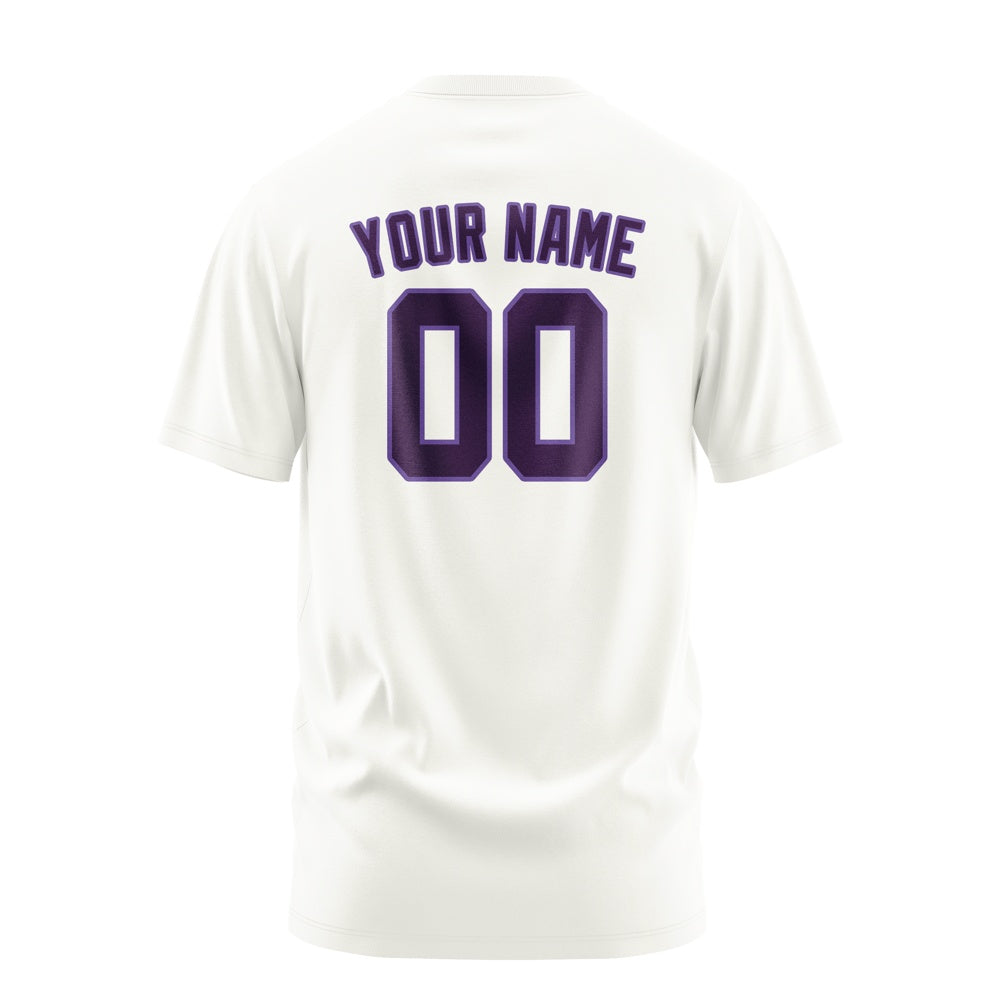 Custom White Purple T-Shirt