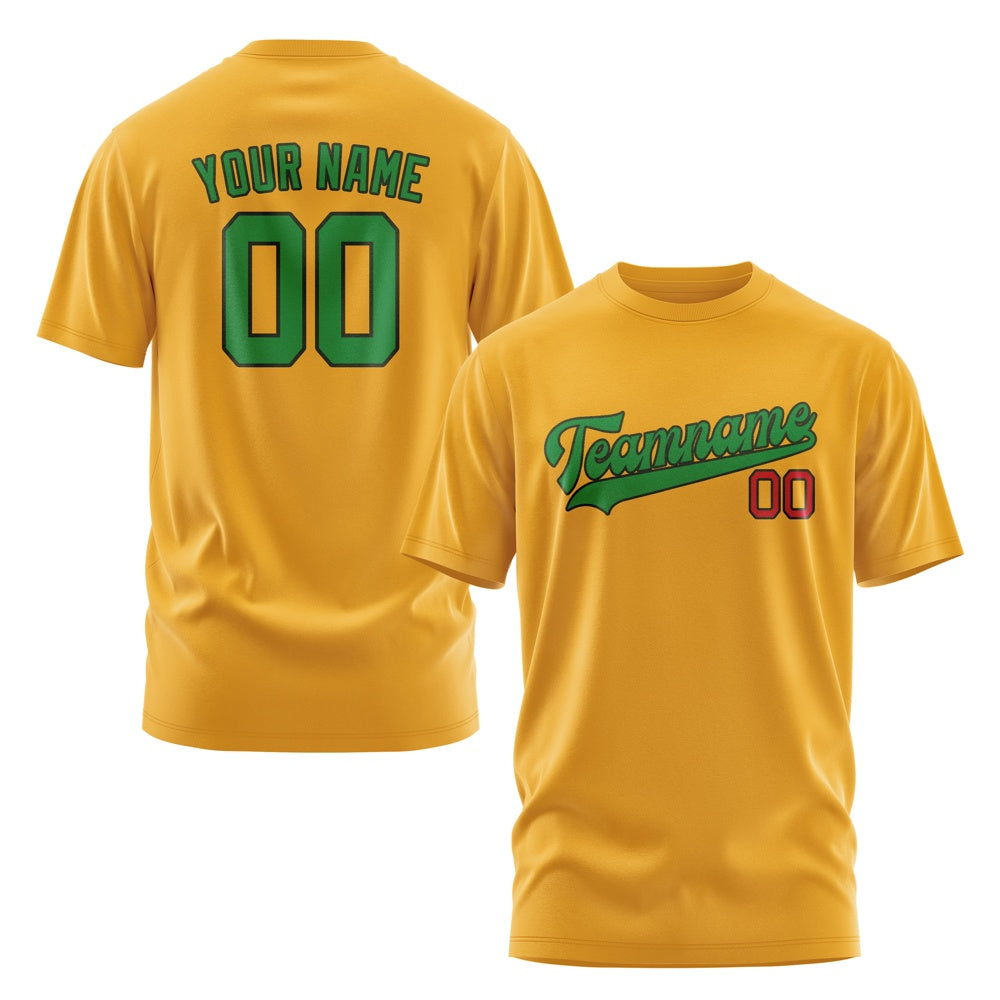 Custom Yellow Emerald Green T-Shirt
