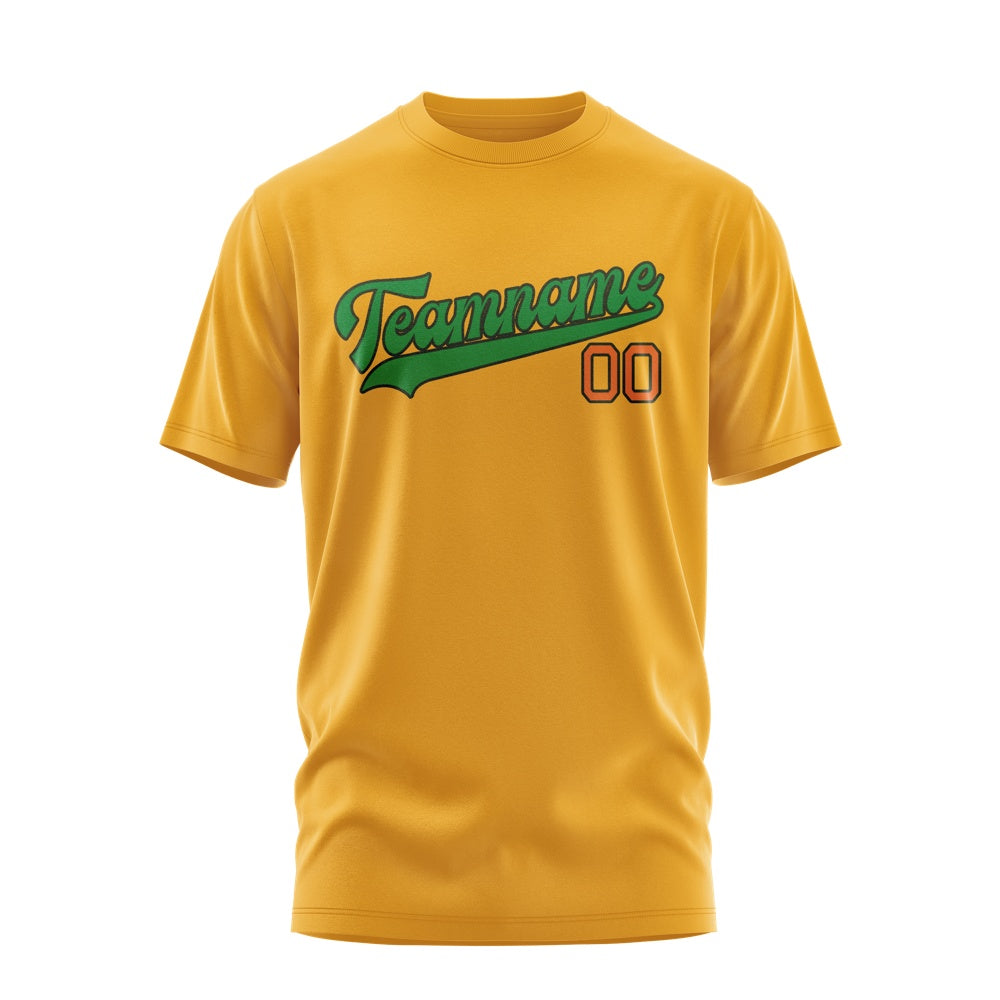 Custom Yellow Emerald Green T-Shirt