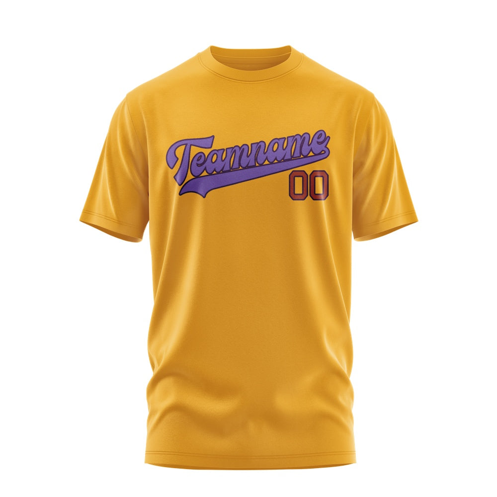 Custom Yellow Light Purple T-Shirt