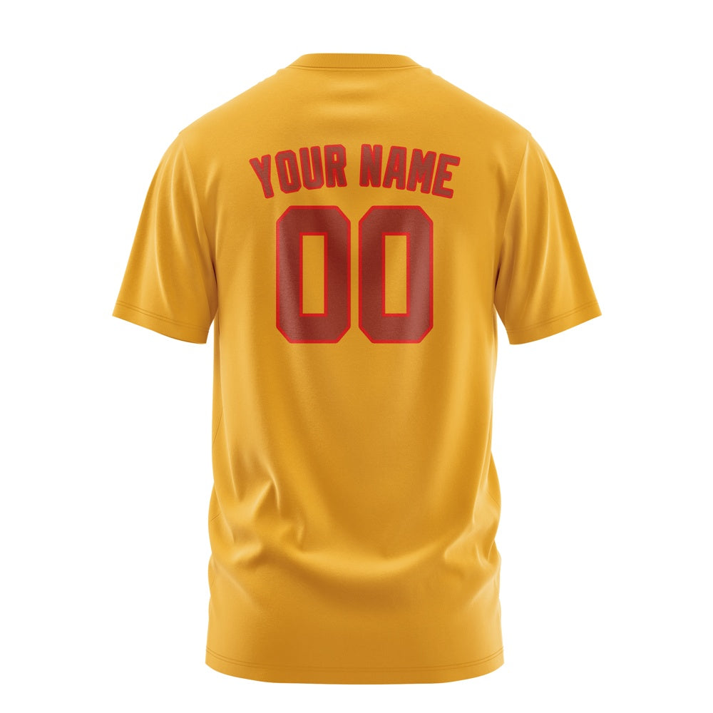 Custom Yellow Coral Red T-Shirt