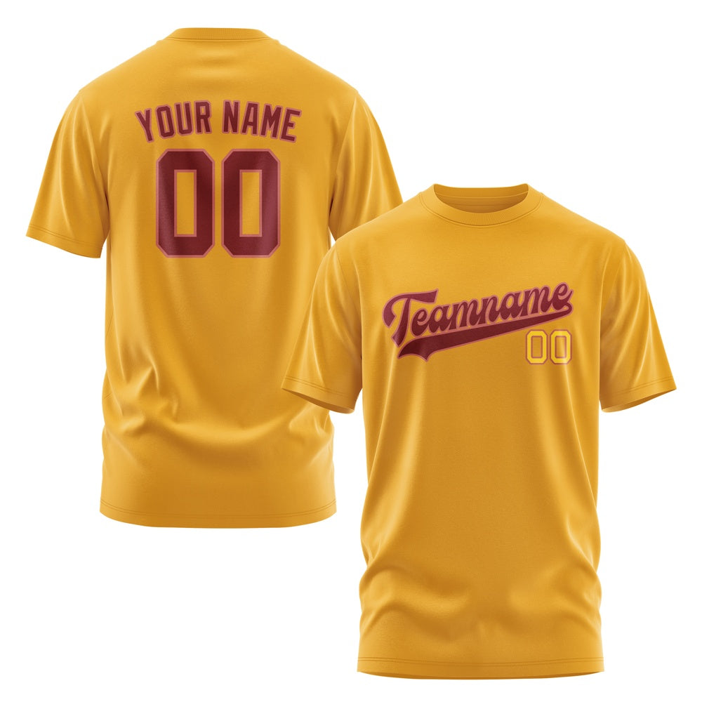 Custom Yellow Crimson Red T-Shirt