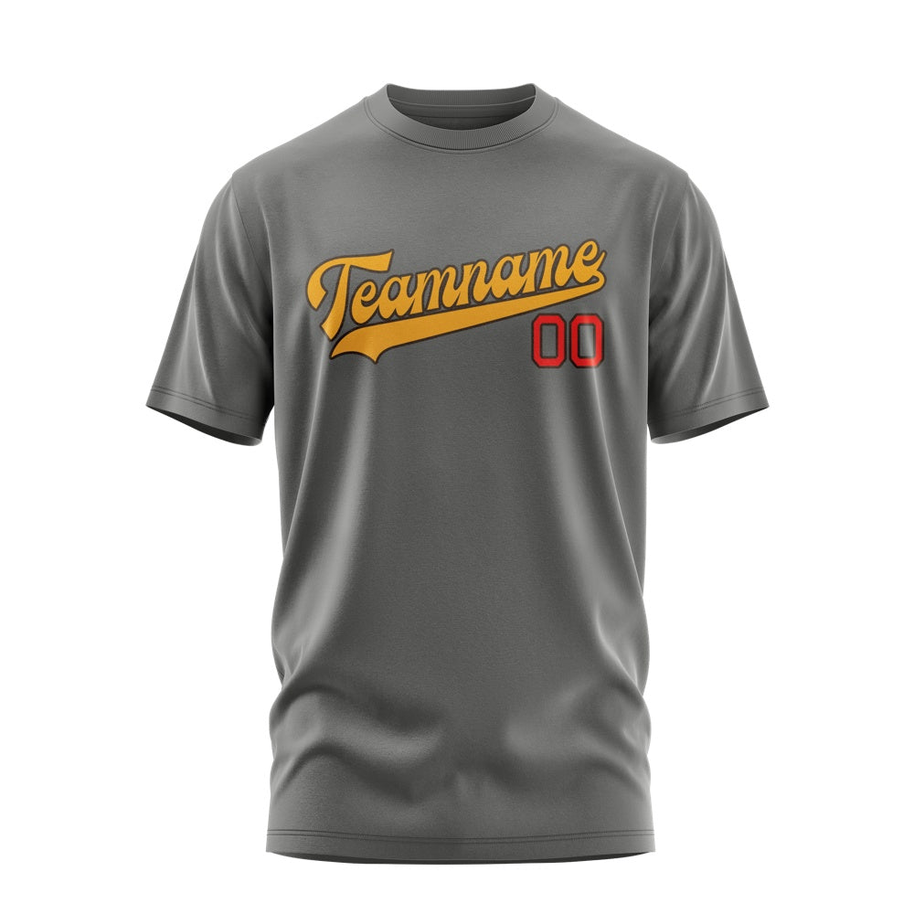 Custom Dark Grey Yellow T-Shirt