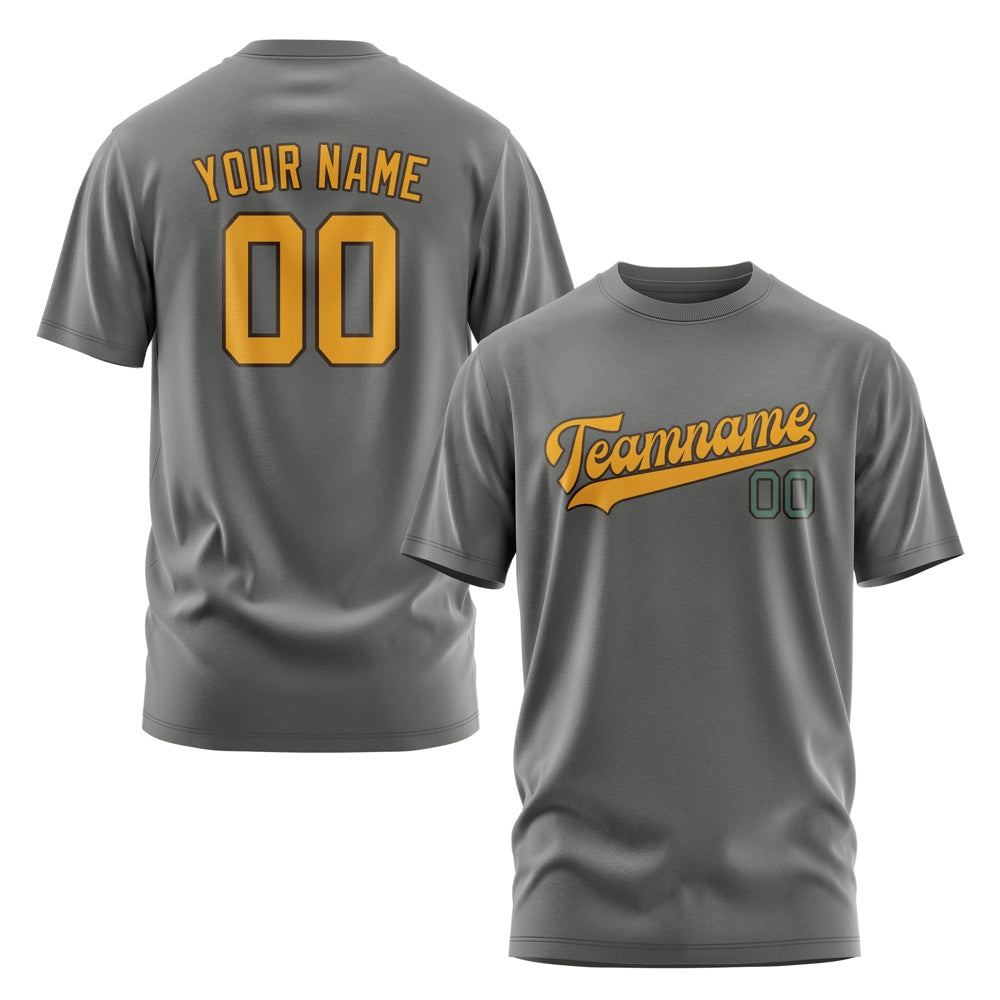 Custom Dark Grey Yellow T-Shirt