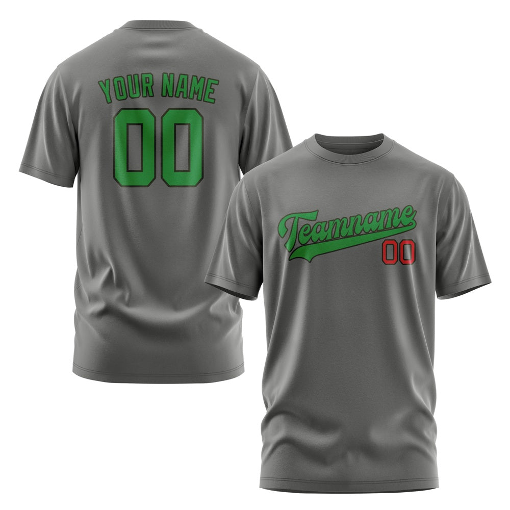 Custom Dark Grey Emerald Green T-Shirt