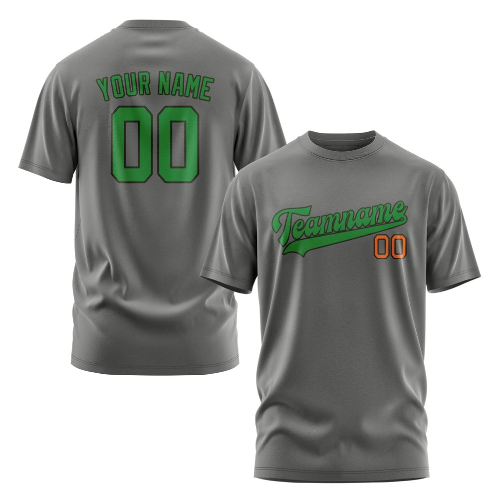 Custom Dark Grey Emerald Green T-Shirt