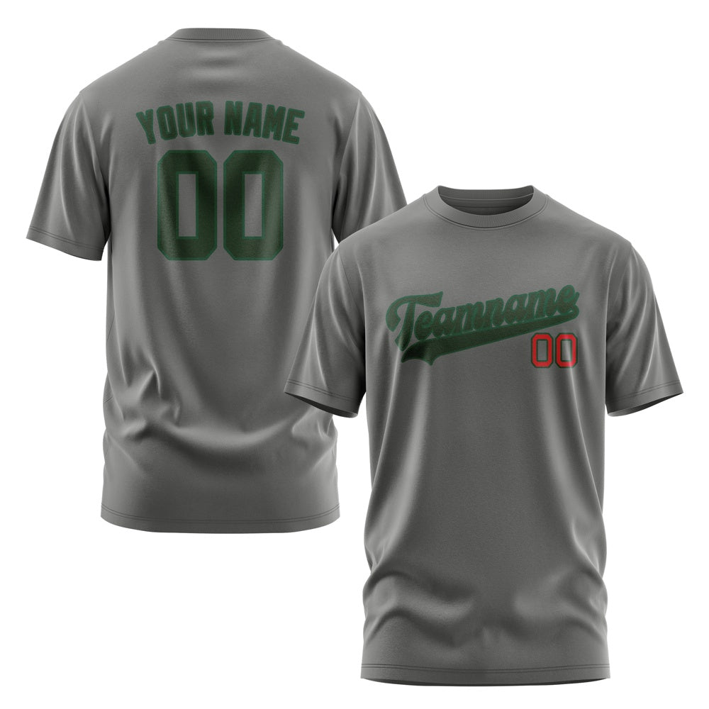 Custom Dark Grey Dark Green T-Shirt