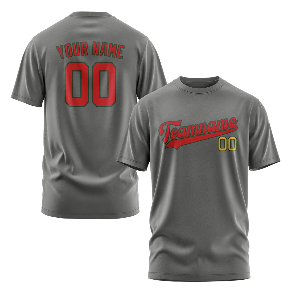 Custom Dark Grey Red T-Shirt