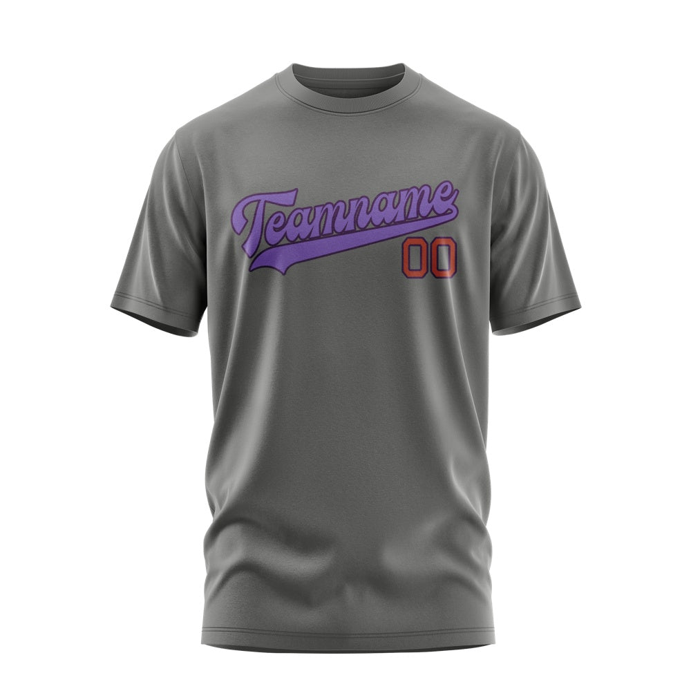 Custom Dark Grey Light Purple T-Shirt