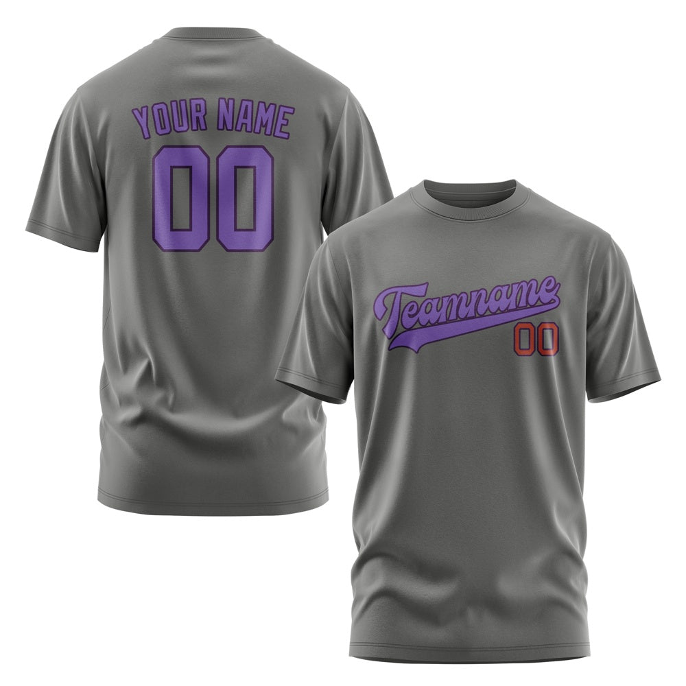 Custom Dark Grey Light Purple T-Shirt