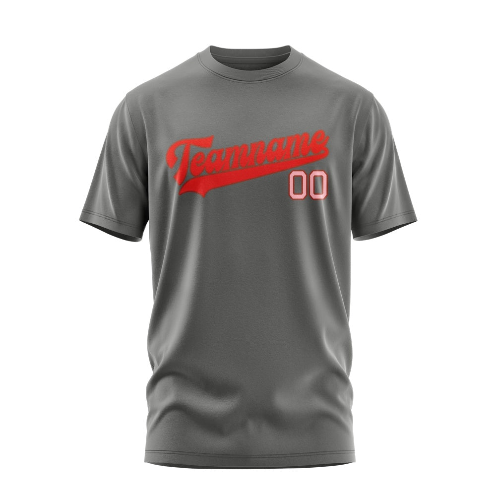 Custom Dark Grey Orange Red T-Shirt