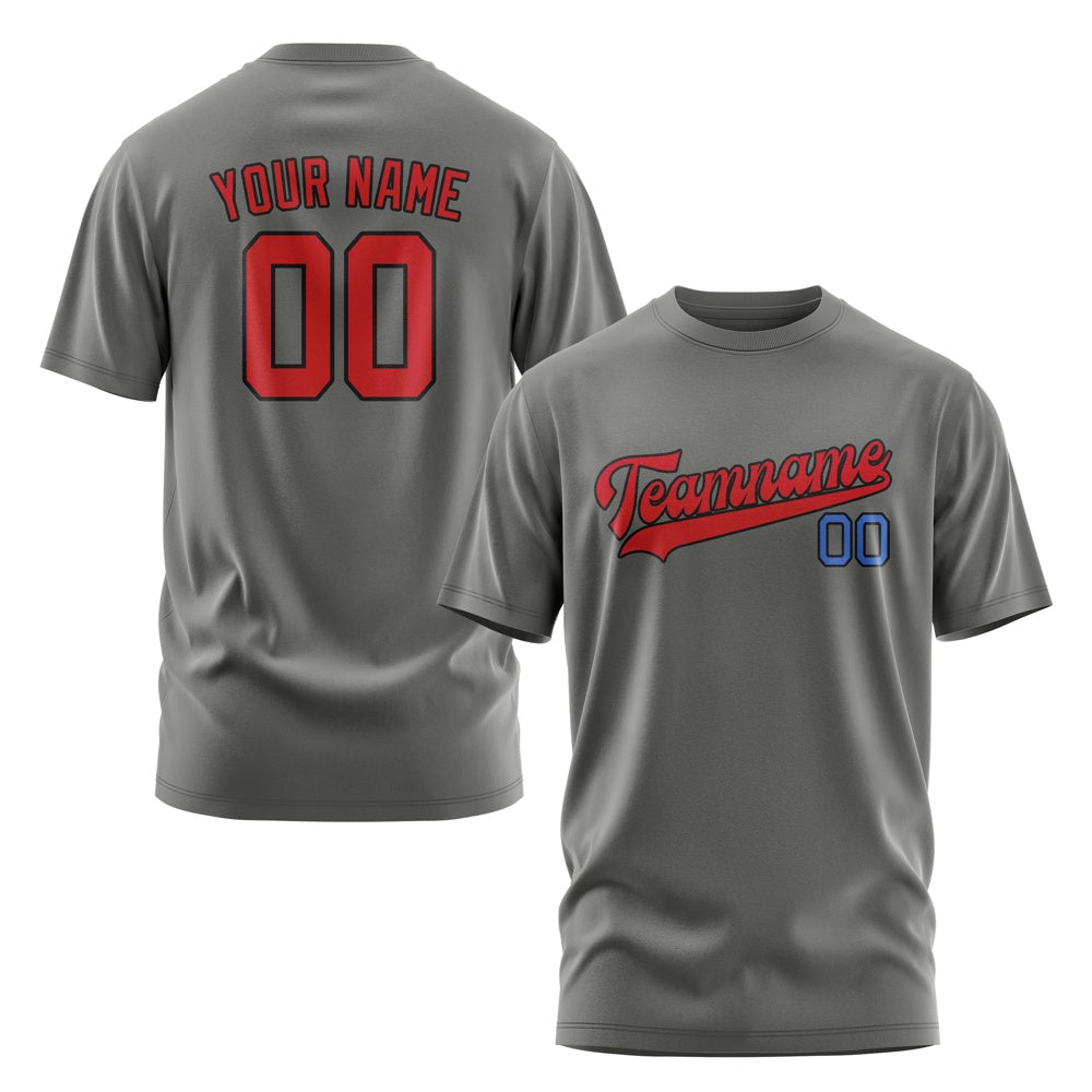 Custom Dark Grey Red T-Shirt