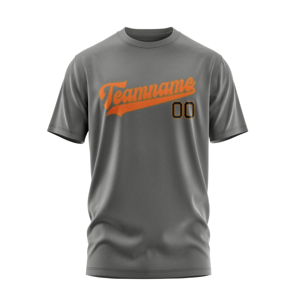 Custom Dark Grey Orange T-Shirt