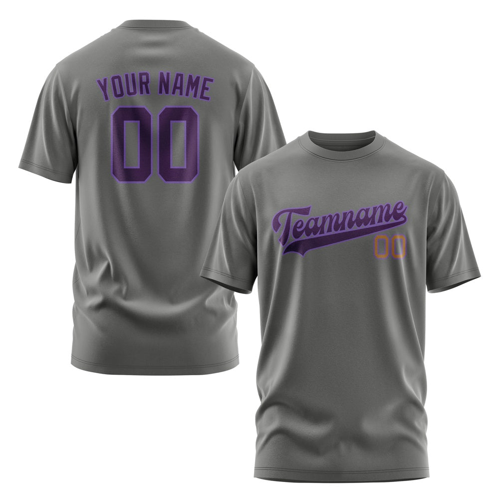 Custom Dark Grey Purple T-Shirt