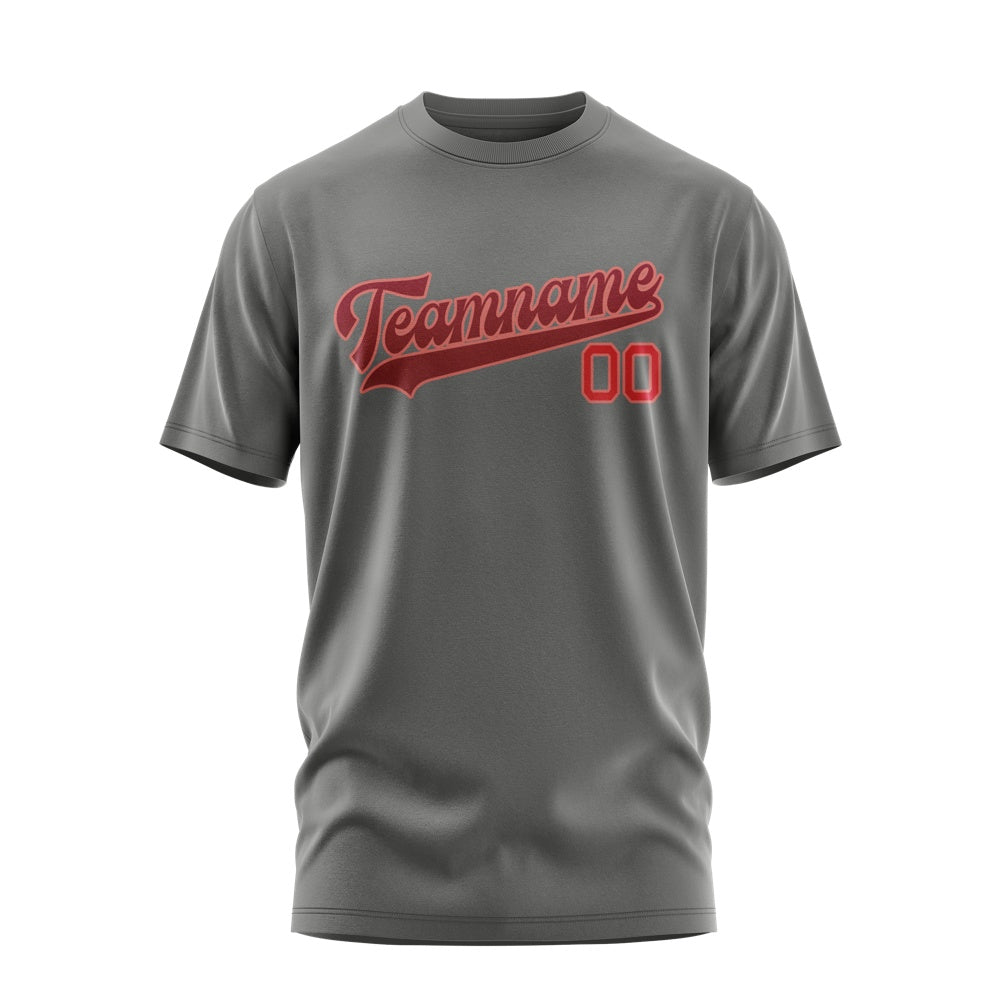 Custom Dark Grey Crimson Red T-Shirt