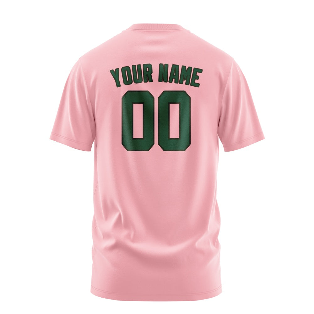 Custom Light Pink Green T-Shirt