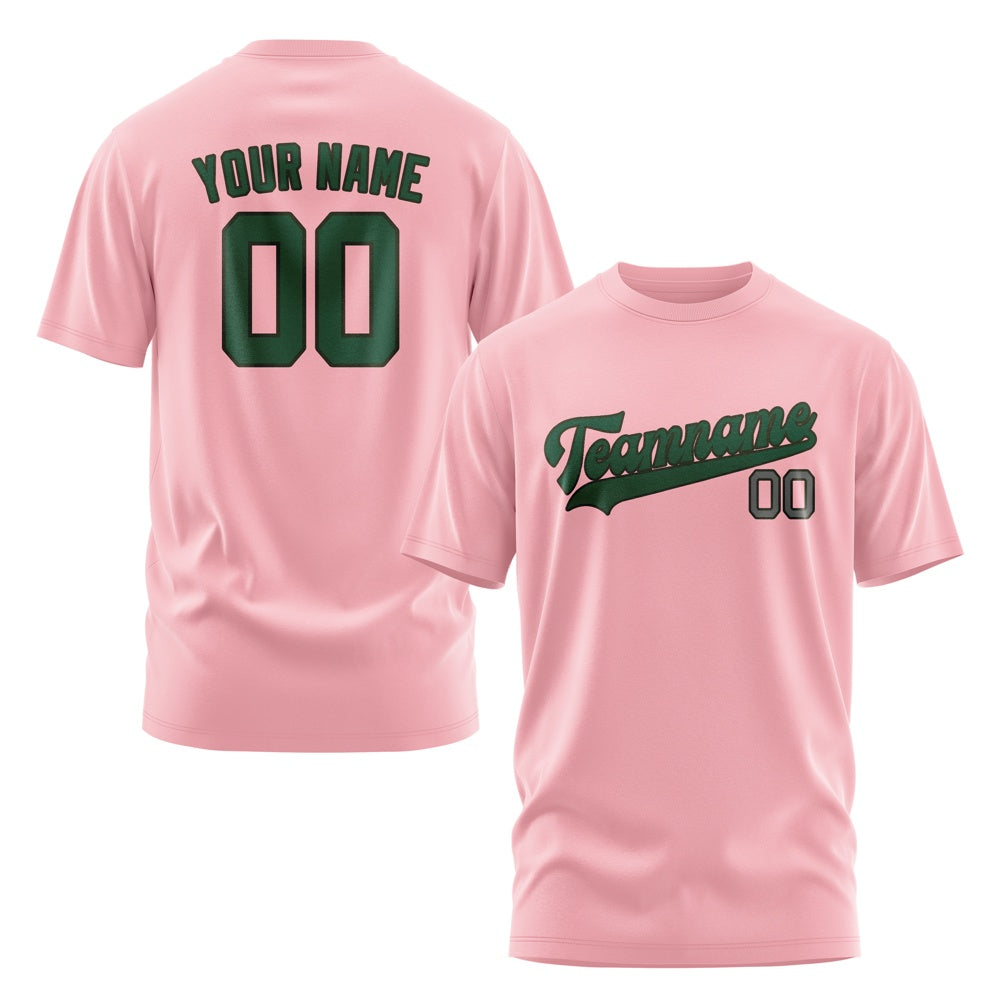 Custom Light Pink Green T-Shirt