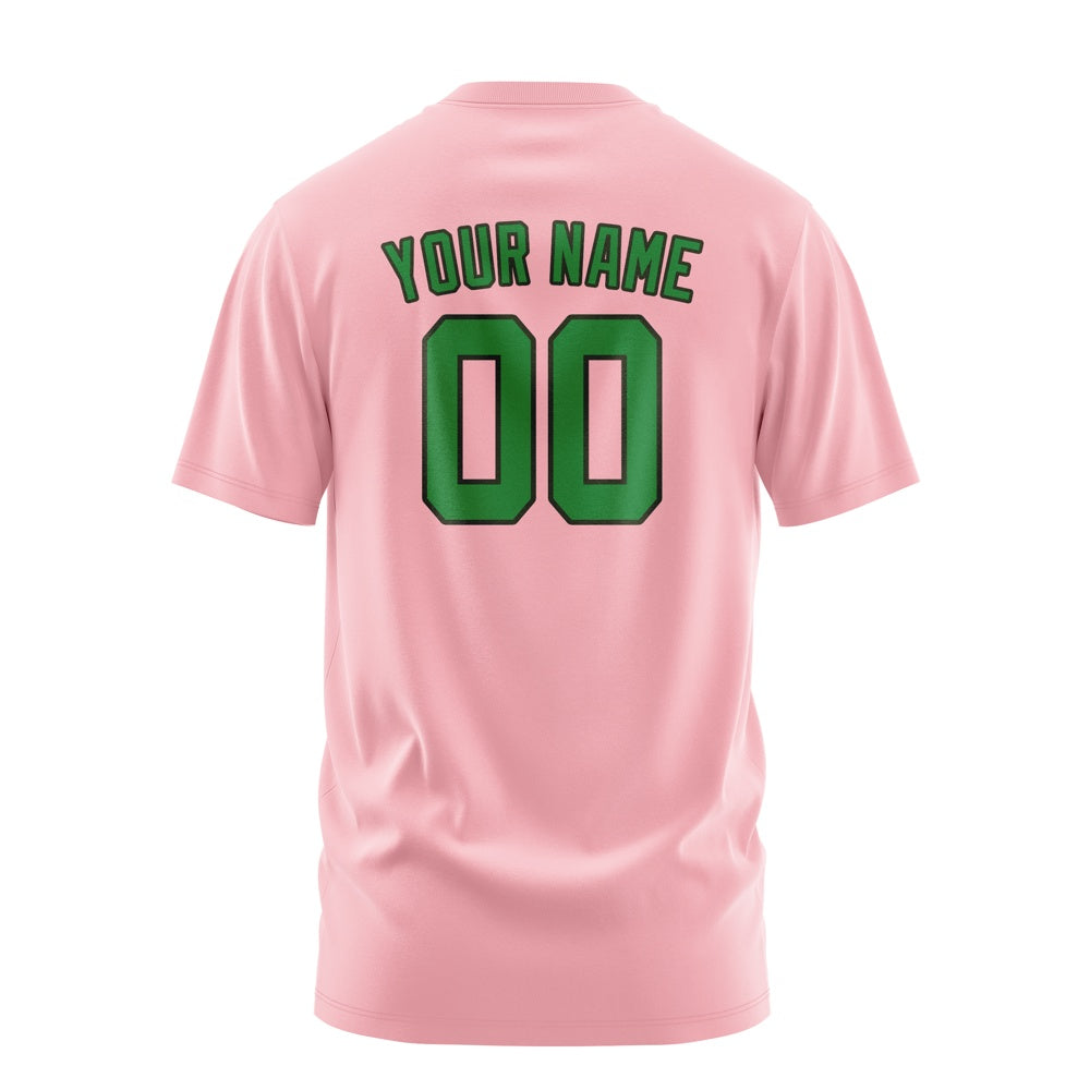 Custom Light Pink Emerald Green T-Shirt