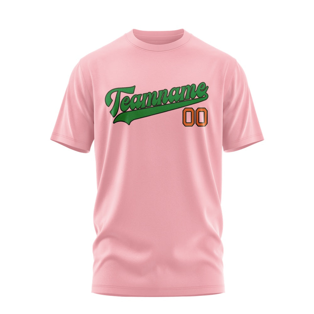 Custom Light Pink Emerald Green T-Shirt