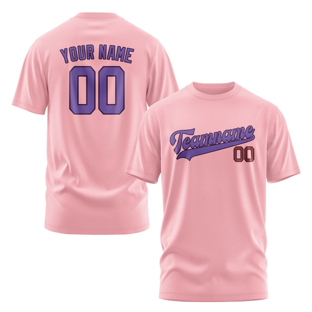 Custom Light Pink Light Purple T-Shirt