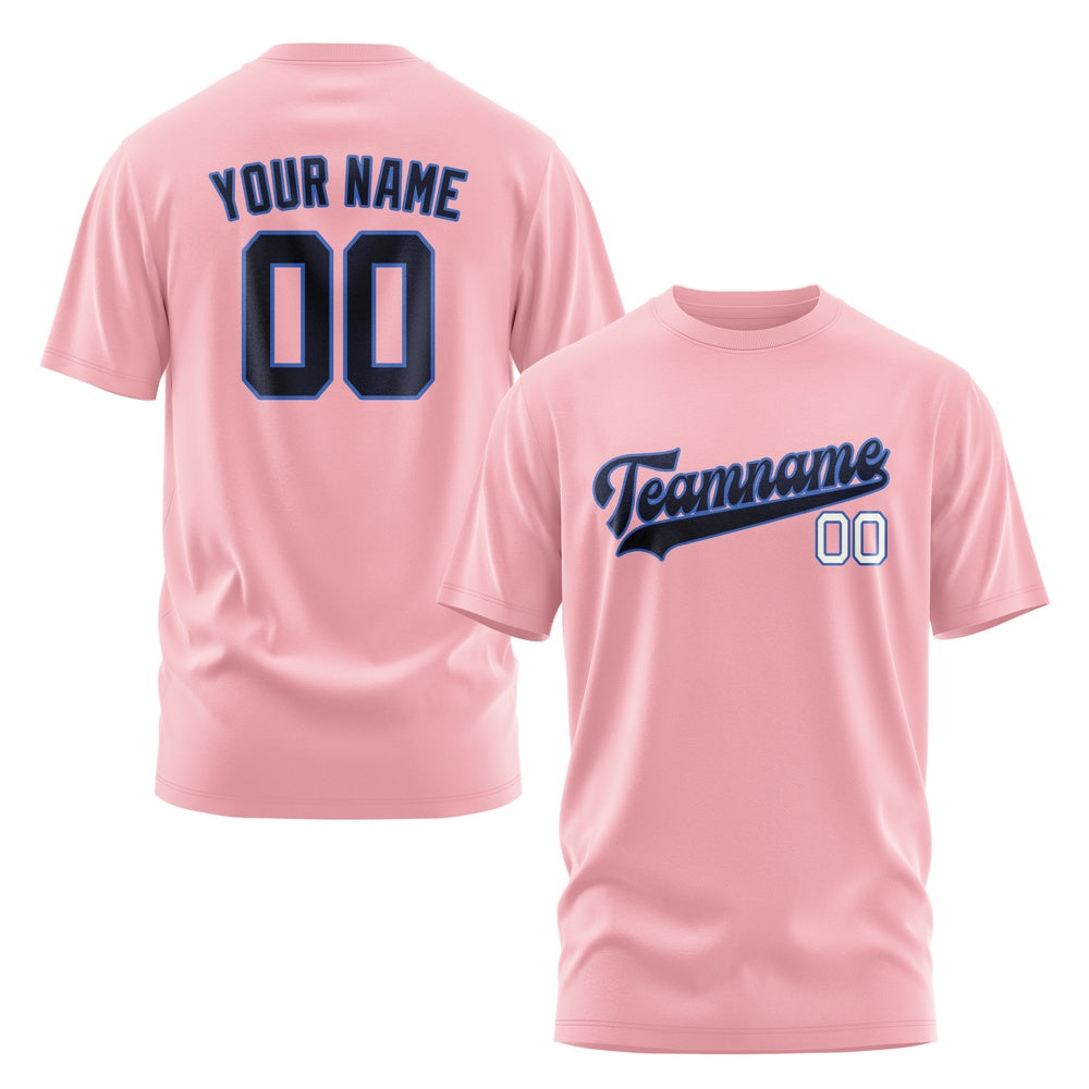 Custom Light Pink Navy T-Shirt