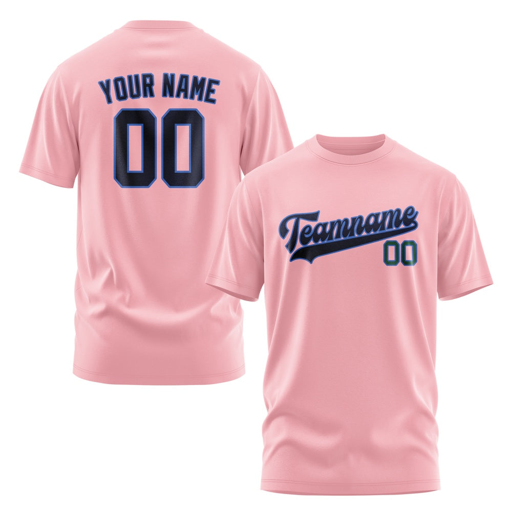 Custom Light Pink Navy T-Shirt