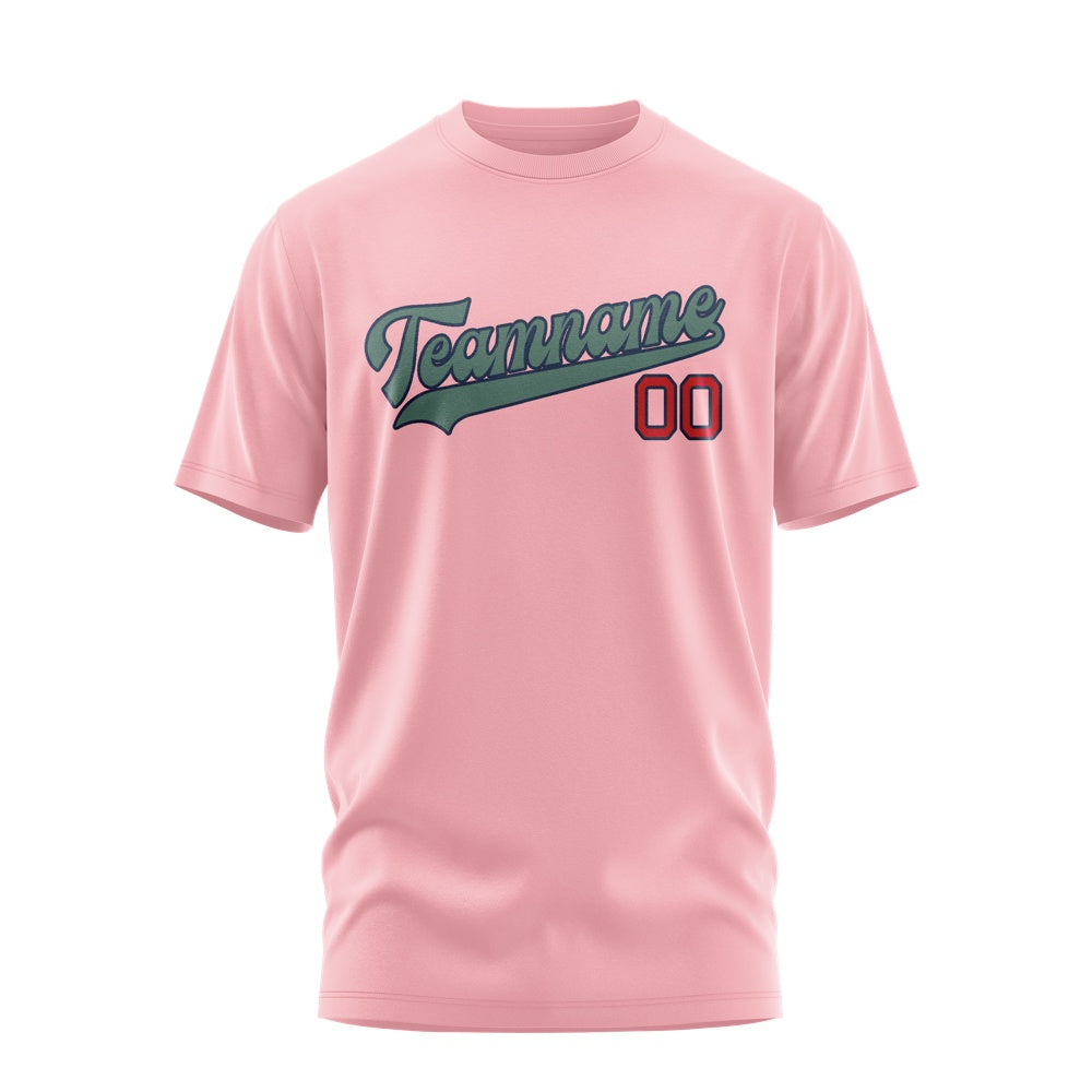 Custom Light Pink Blue Green T-Shirt