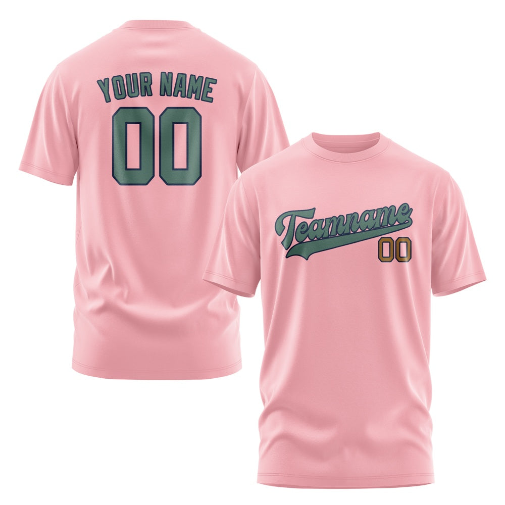 Custom Light Pink Blue Green T-Shirt