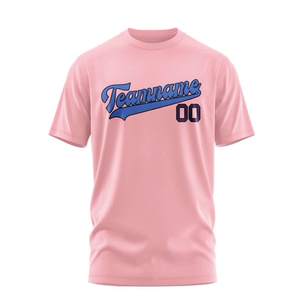 Custom Light Pink Sky Blue T-Shirt