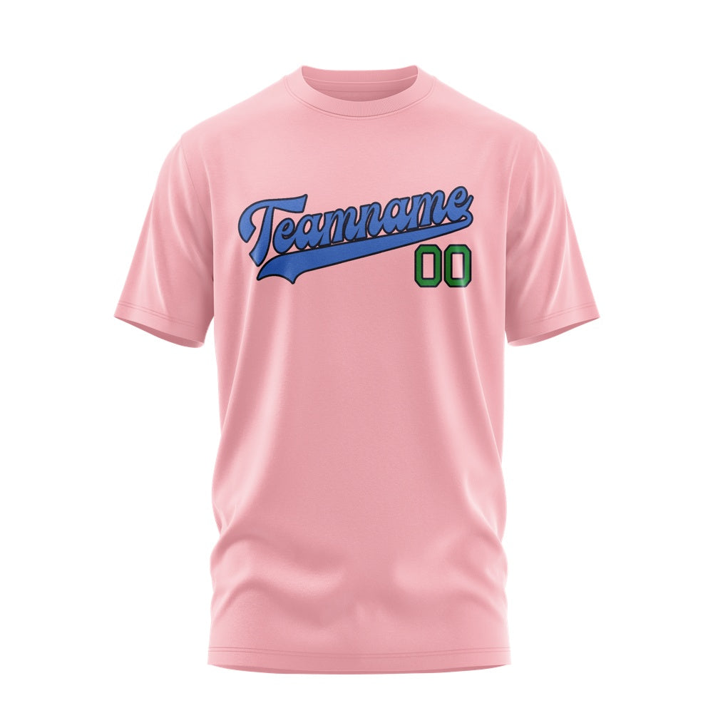 Custom Light Pink Sky Blue T-Shirt