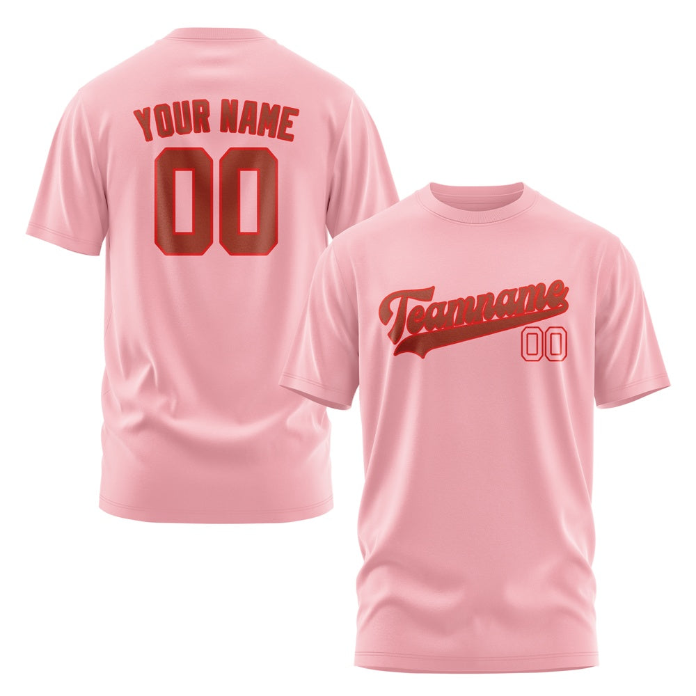 Custom Light Pink Coral Red T-Shirt