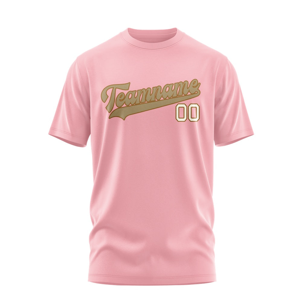 Custom Light Pink Light Khaki T-Shirt