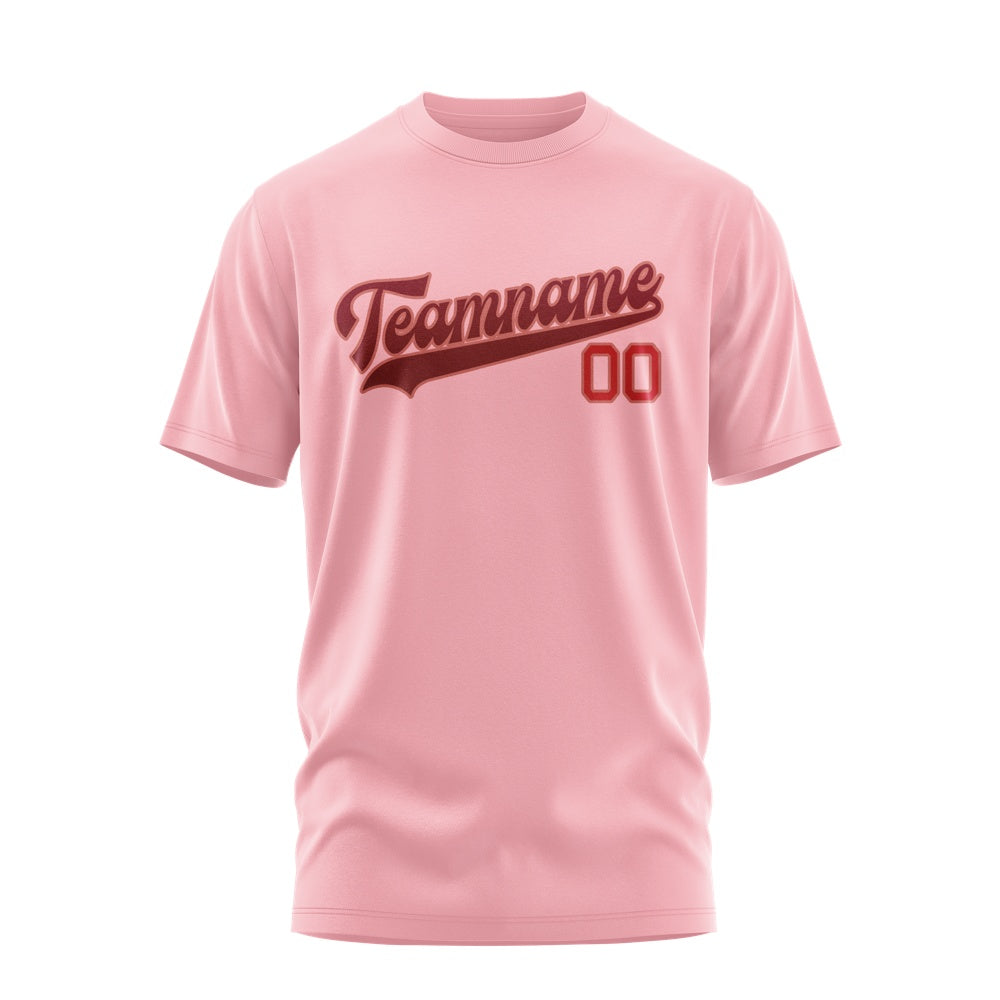 Custom Light Pink Crimson Red T-Shirt