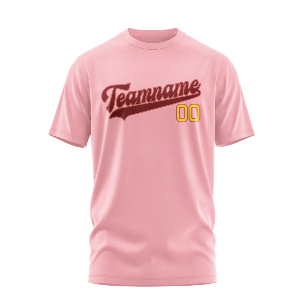 Custom Light Pink Crimson Red T-Shirt