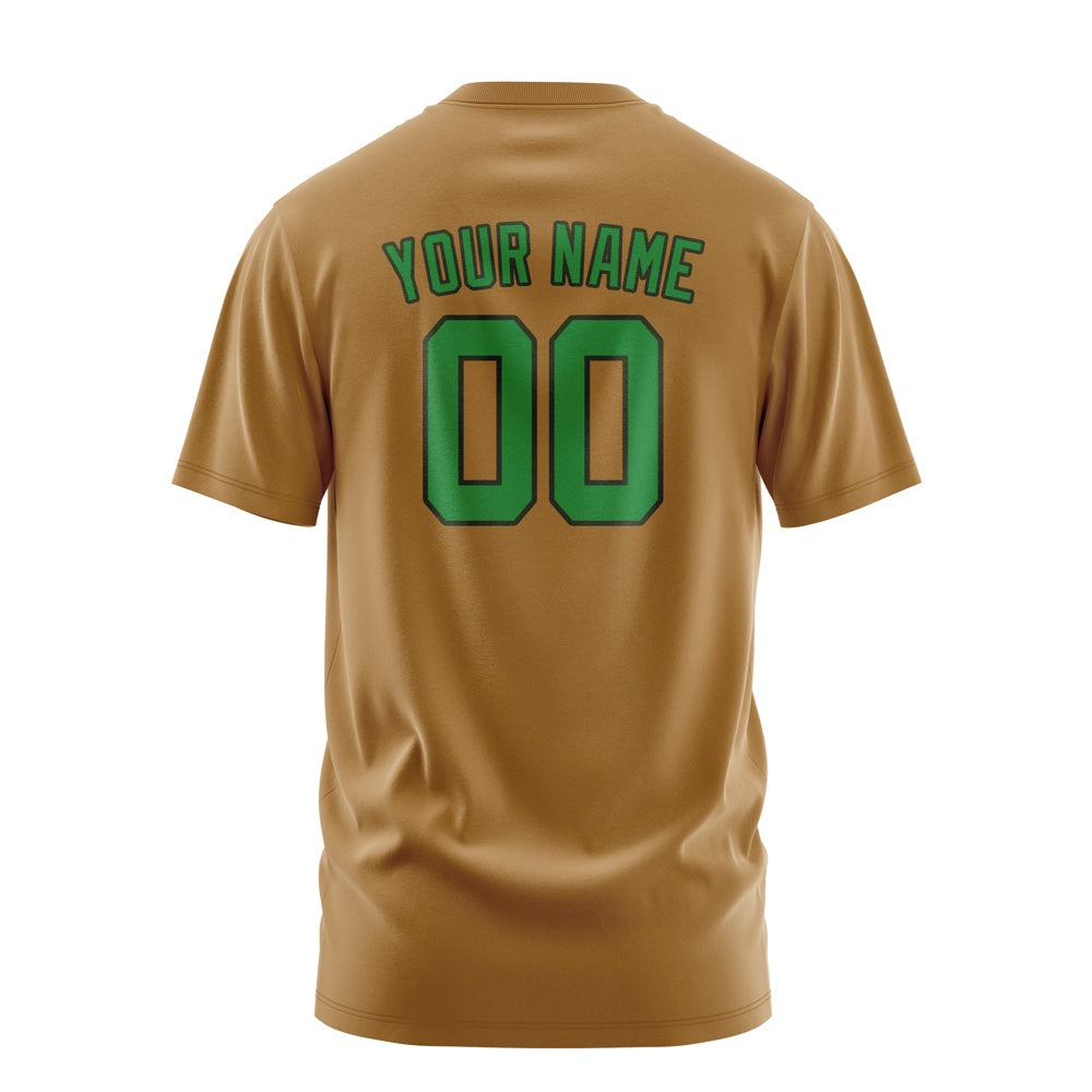 Custom Khaki Emerald Green T-Shirt