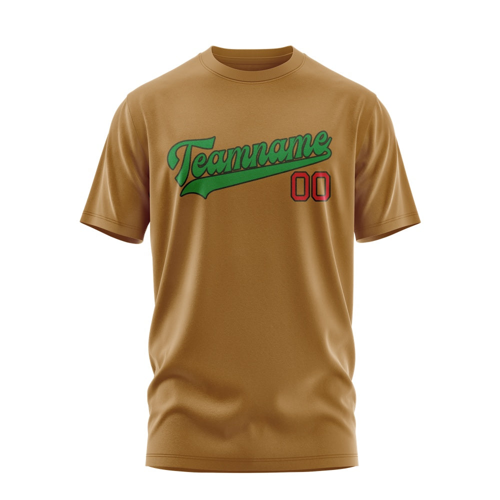 Custom Khaki Emerald Green T-Shirt