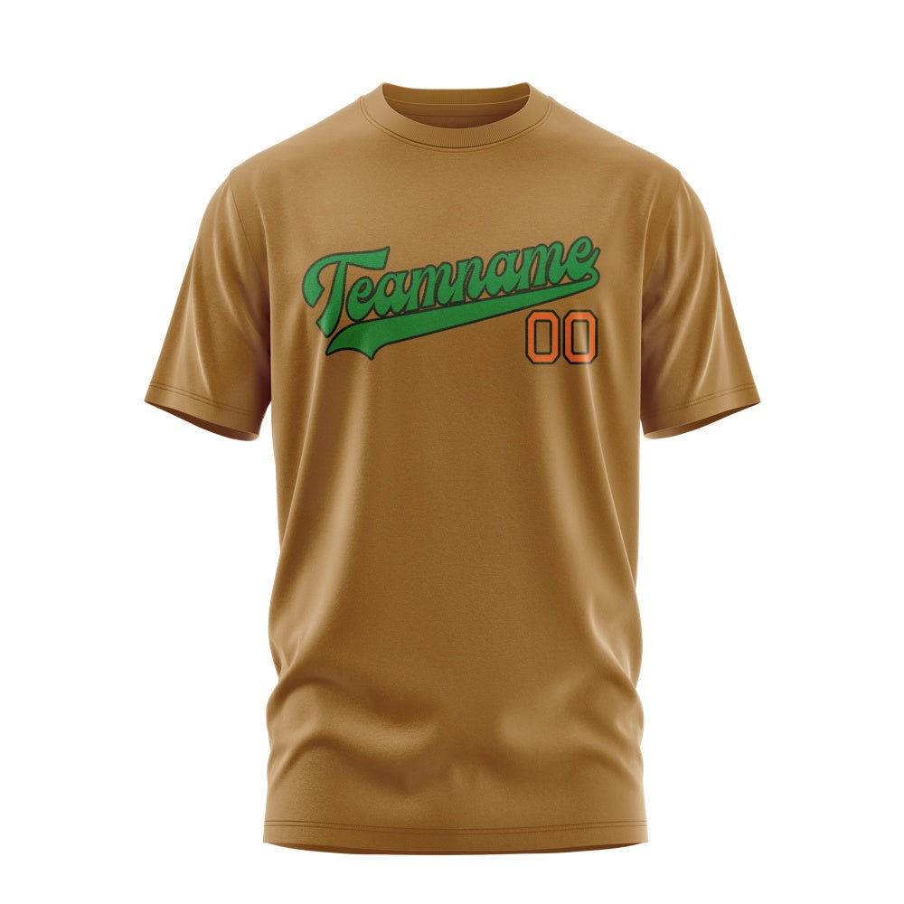 Custom Khaki Emerald Green T-Shirt