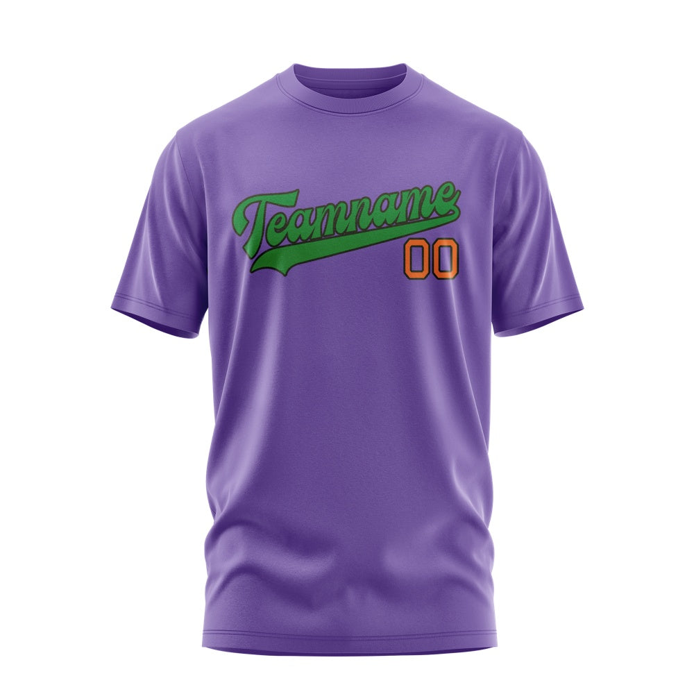 Custom Light Purple Emerald Green T-Shirt