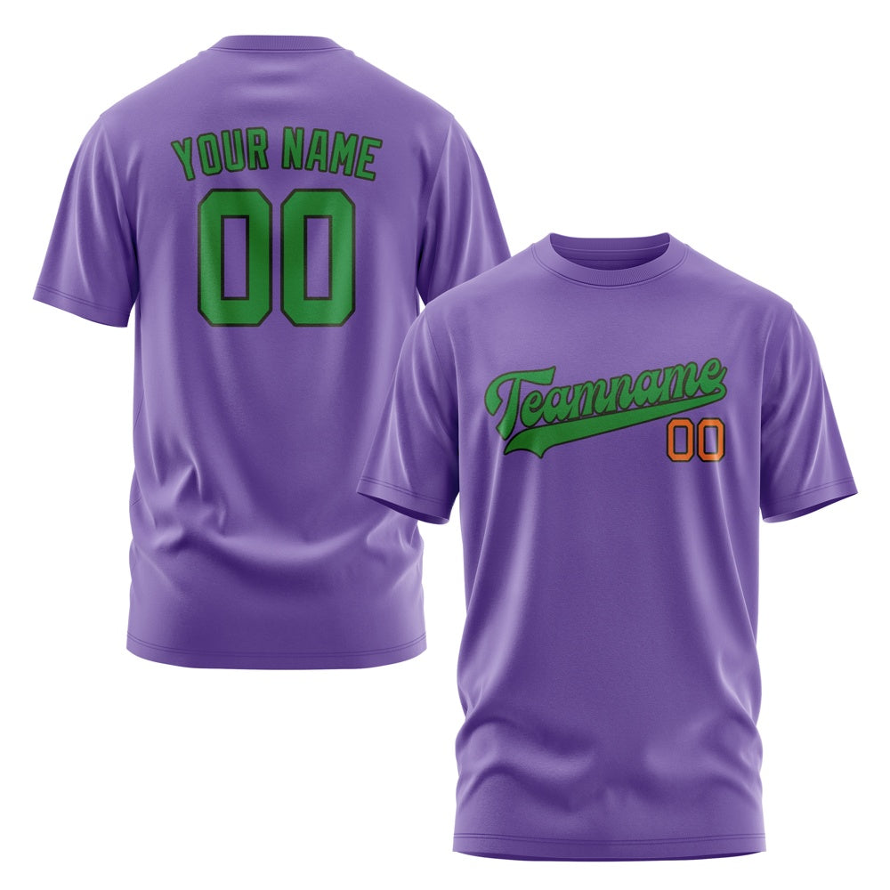Custom Light Purple Emerald Green T-Shirt