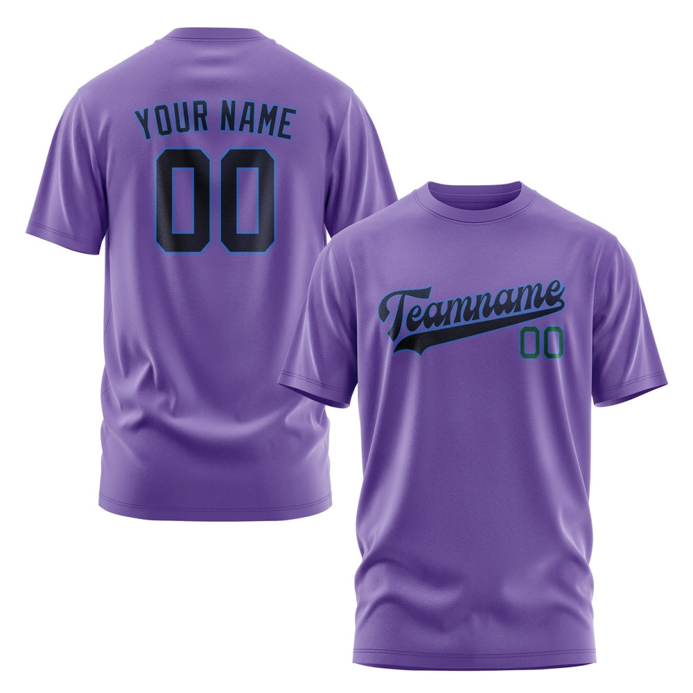 Custom Light Purple Navy T-Shirt